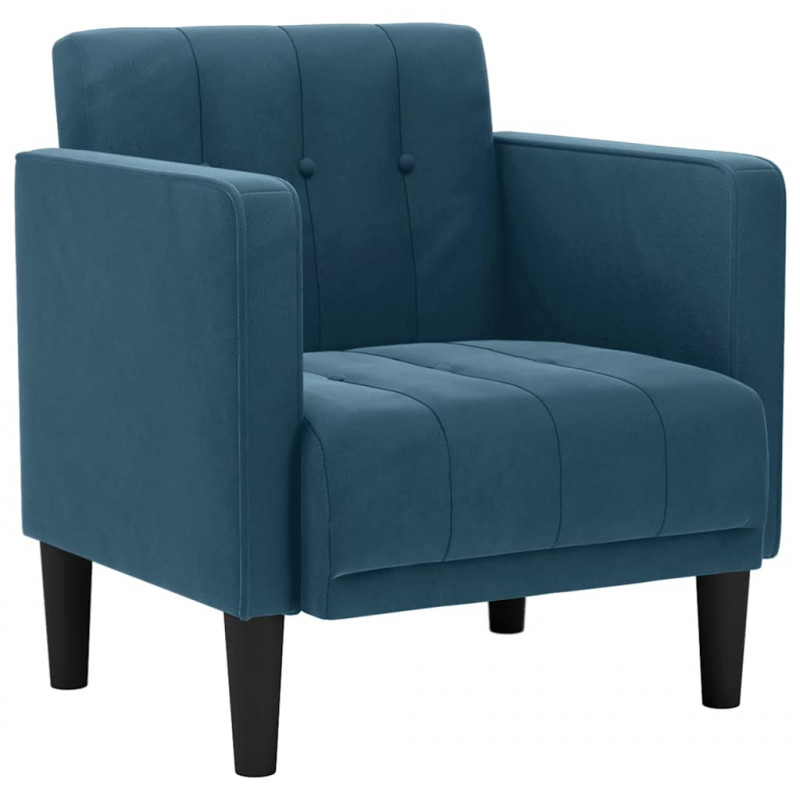 Sofa Fotel z Podłokietnikami Niebieski 53 cm Aksamit
