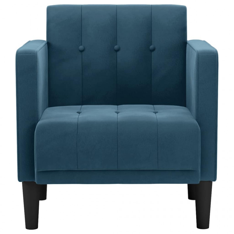 Sofa Fotel z Podłokietnikami Niebieski 53 cm Aksamit