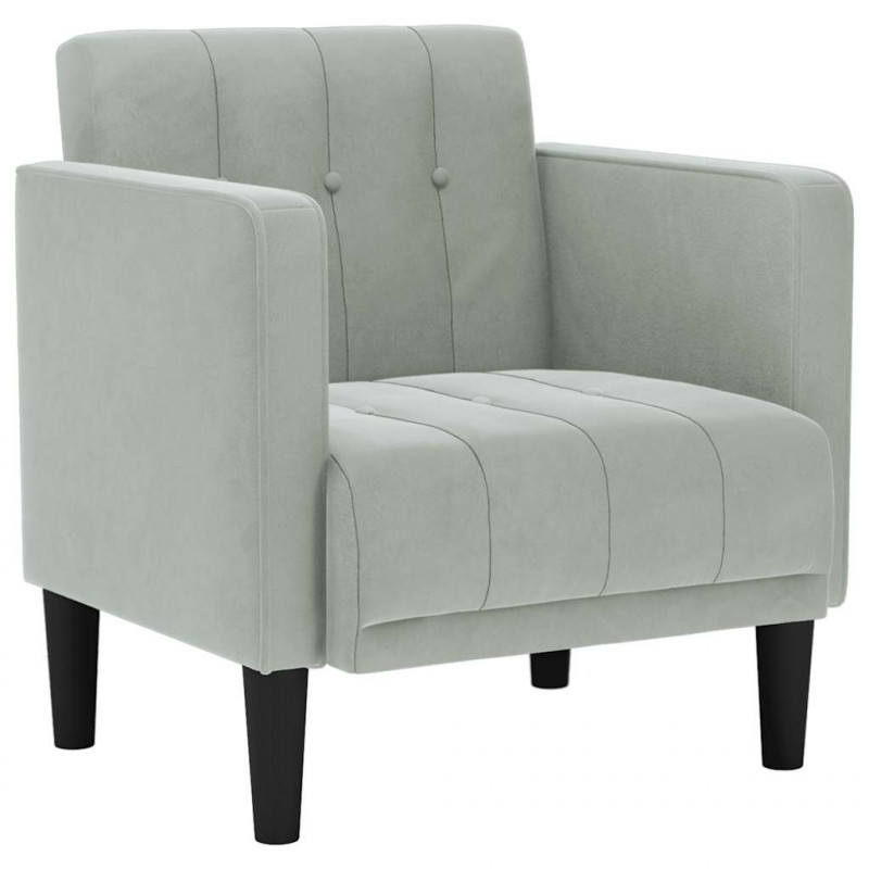Sofa Fotel z Podłokietnikami Jasnoszary 53 cm Aksamit