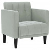 Sofa Fotel z Podłokietnikami Jasnoszary 53 cm Aksamit
