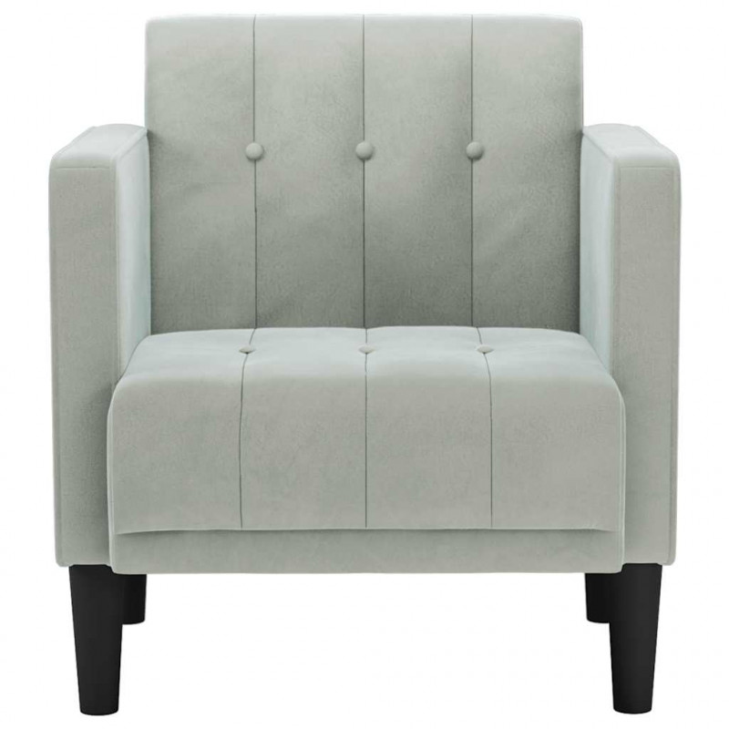 Sofa Fotel z Podłokietnikami Jasnoszary 53 cm Aksamit