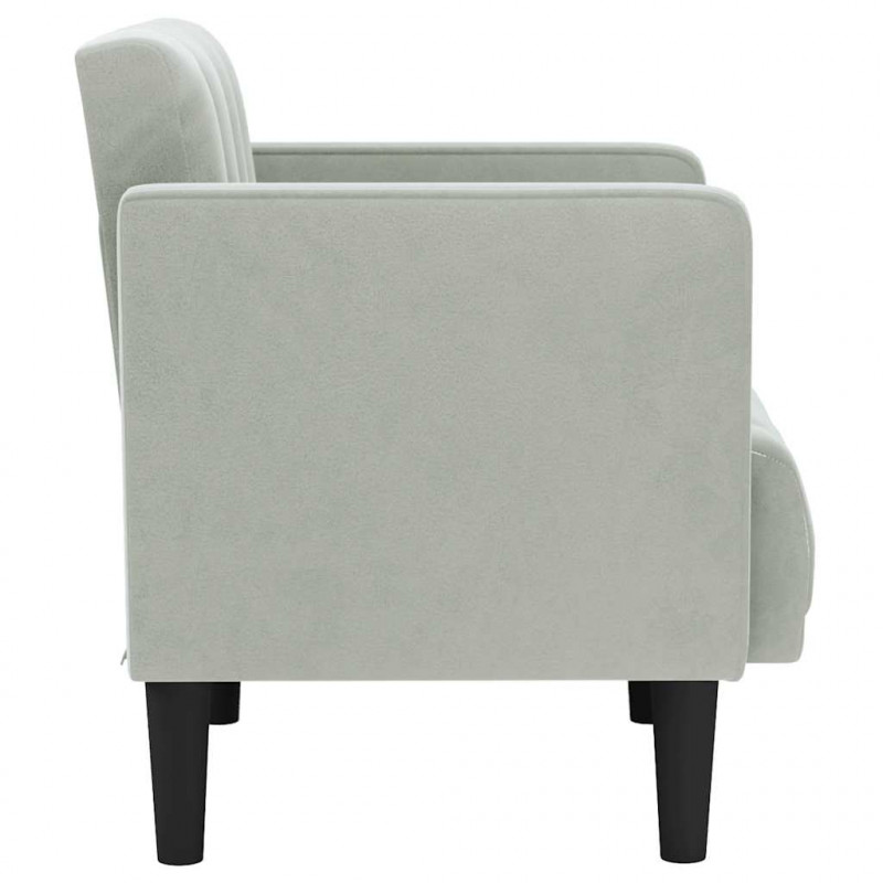 Sofa Fotel z Podłokietnikami Jasnoszary 53 cm Aksamit