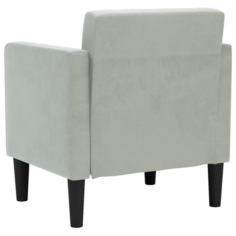 Sofa Fotel z Podłokietnikami Jasnoszary 53 cm Aksamit