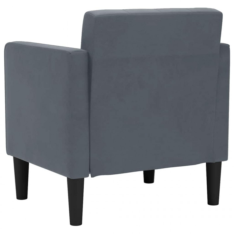 Sofa Fotel z Podłokietnikami Ciemnoszary 53 cm Aksamit