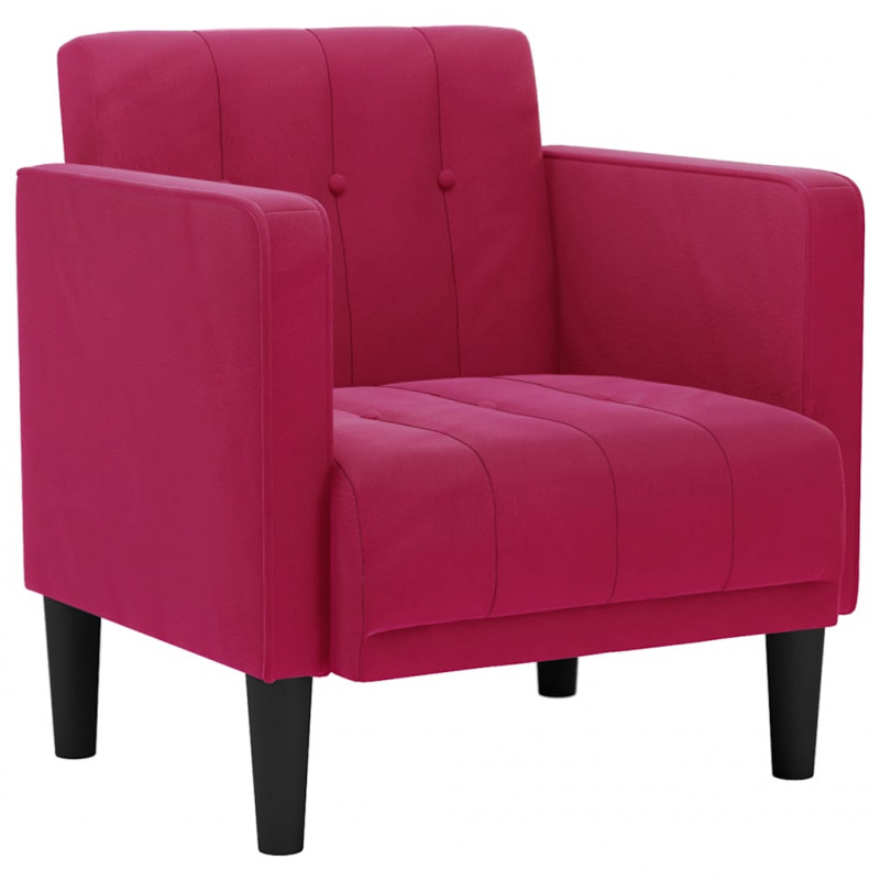 Sofa Fotel z Podłokietnikami Wino Czerwone 53 cm Aksamit