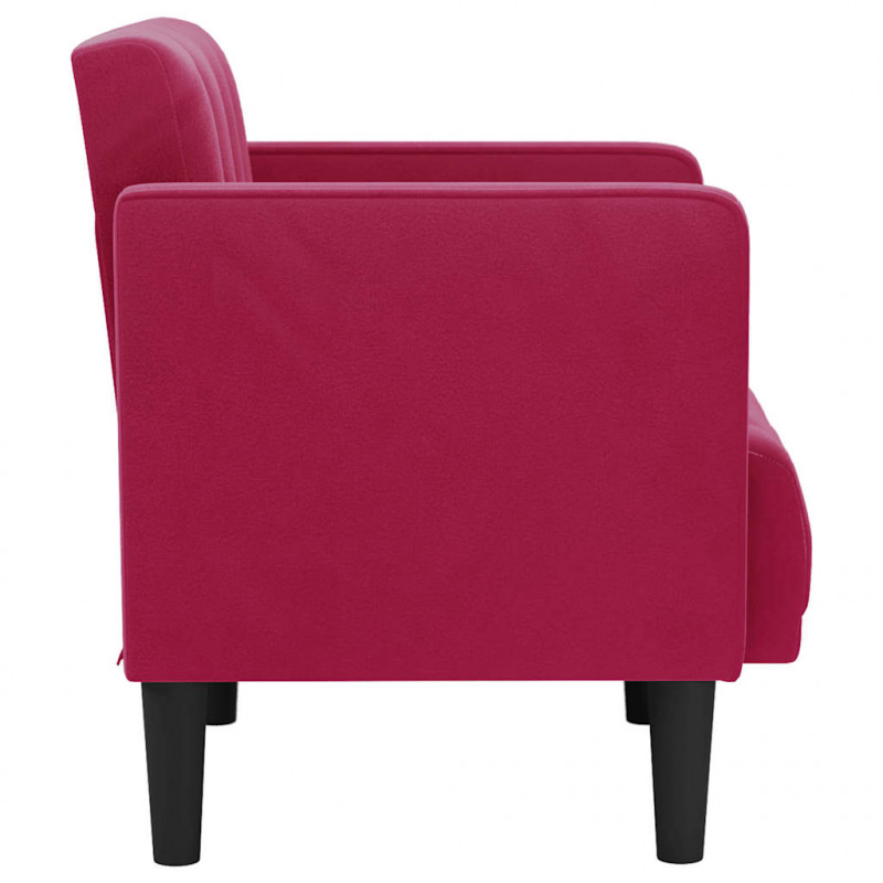 Sofa Fotel z Podłokietnikami Wino Czerwone 53 cm Aksamit