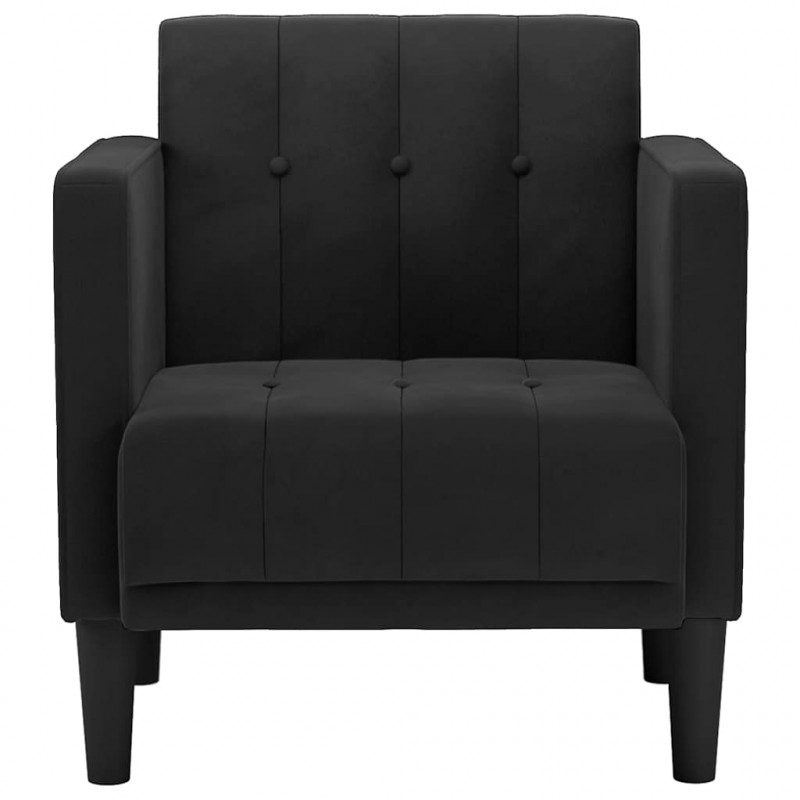 Sofa Fotel z Podłokietnikami Czarny 53 cm Aksamit