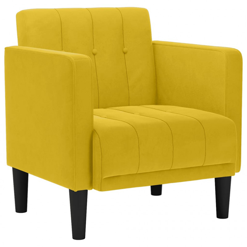 Sofa Fotel z Podłokietnikami Żółty 53 cm Aksamit