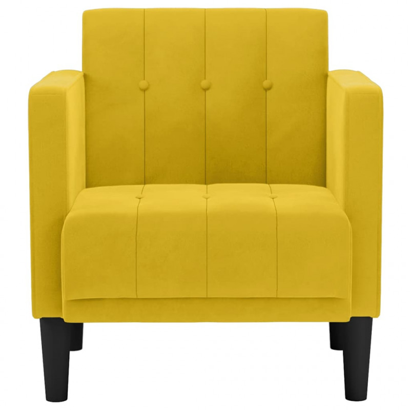 Sofa Fotel z Podłokietnikami Żółty 53 cm Aksamit