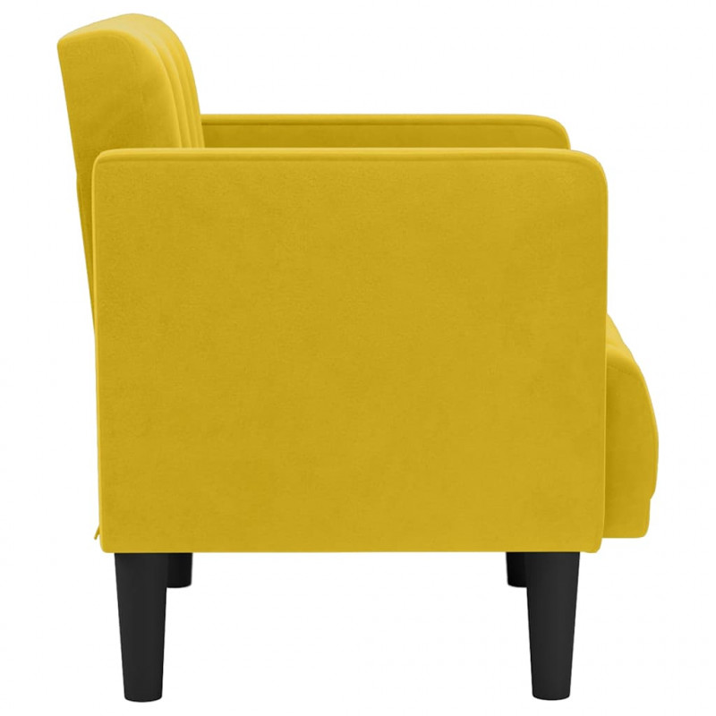 Sofa Fotel z Podłokietnikami Żółty 53 cm Aksamit