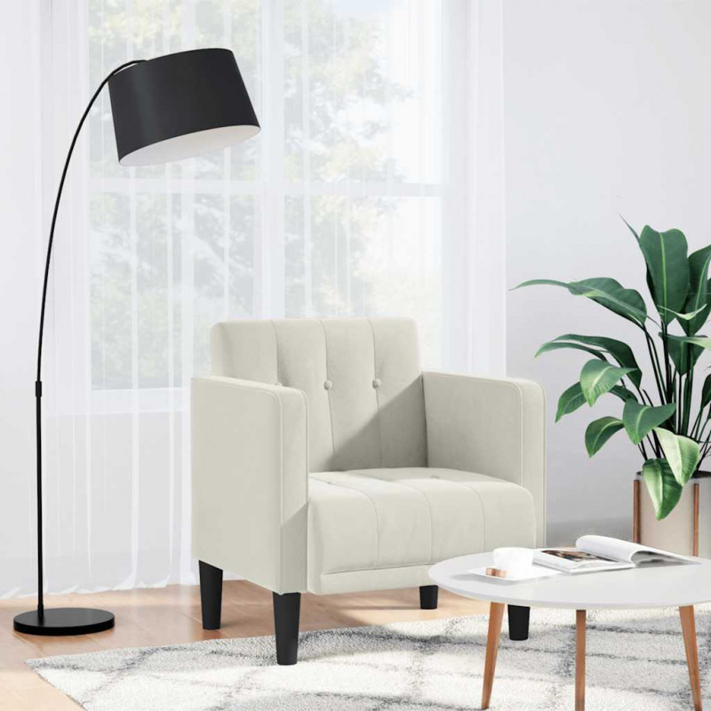 Sofa Fotel z Podłokietnikami Kremowy 53 cm Aksamit