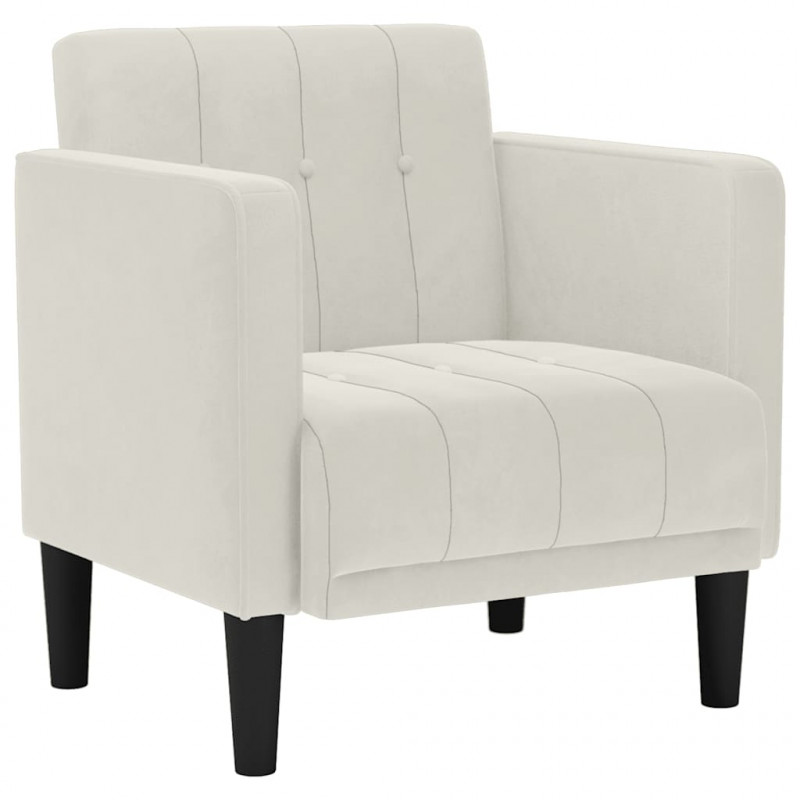 Sofa Fotel z Podłokietnikami Kremowy 53 cm Aksamit