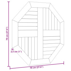 Blat do stolika, 70x70x2,5 cm, ośmiokątny, lite drewno tekowe
