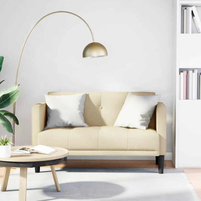 Sofa dwuosobowa kremowa 111 cm Tkanina