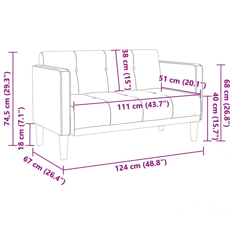 Sofa dwuosobowa kremowa 111 cm Tkanina