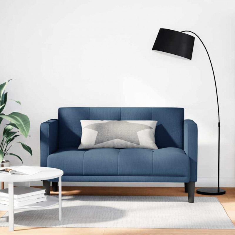Sofa dwuosobowa niebieska 111 cm tkanina
