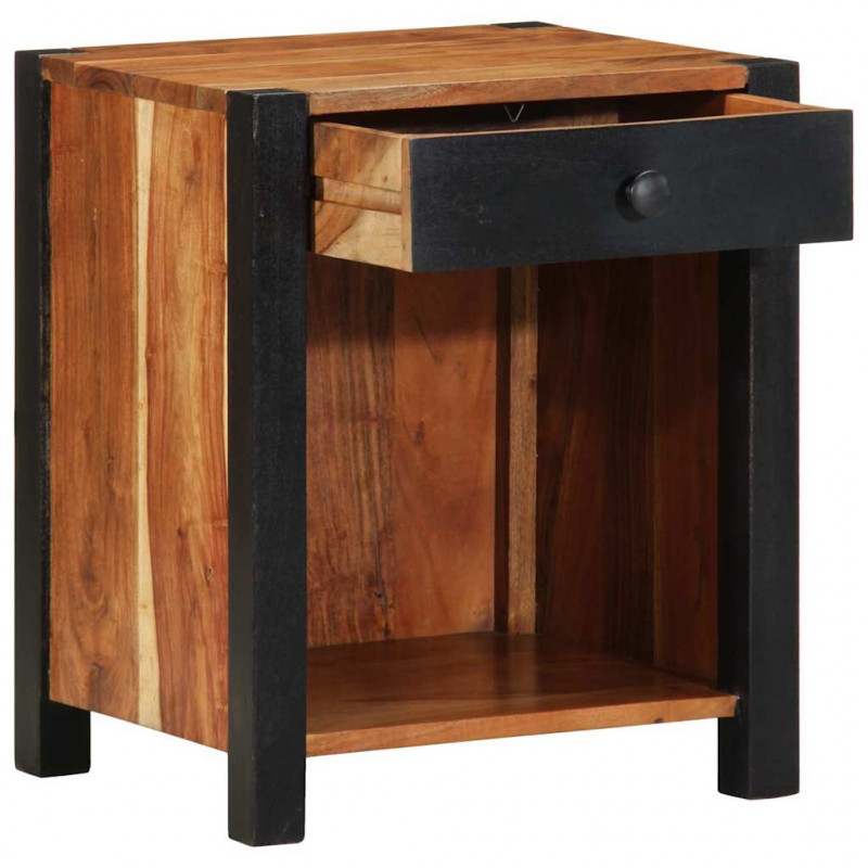 Szafka Nocna 2 pcs Brązowy 40 x 35 x 50 cm Lite Drewno Akacji