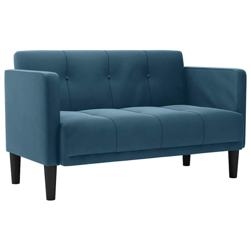 Sofa dwuosobowa niebieska 111 cm aksamitna