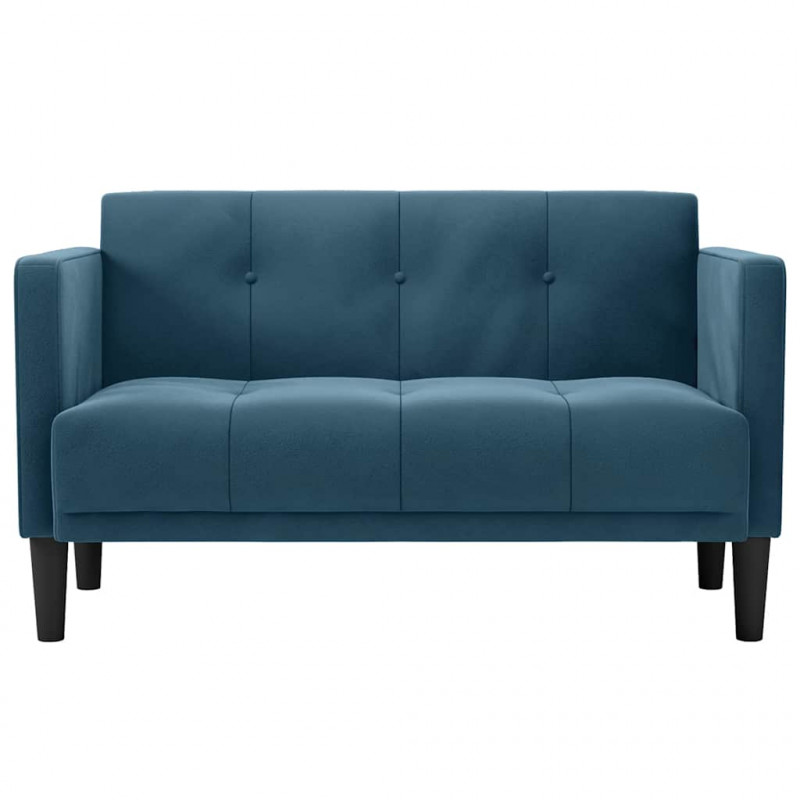 Sofa dwuosobowa niebieska 111 cm aksamitna