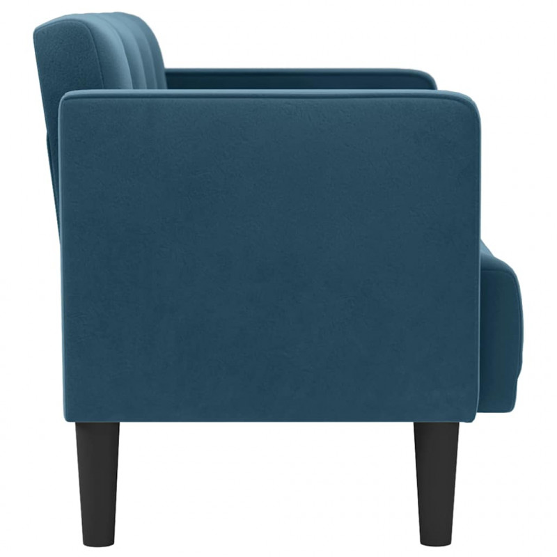 Sofa dwuosobowa niebieska 111 cm aksamitna
