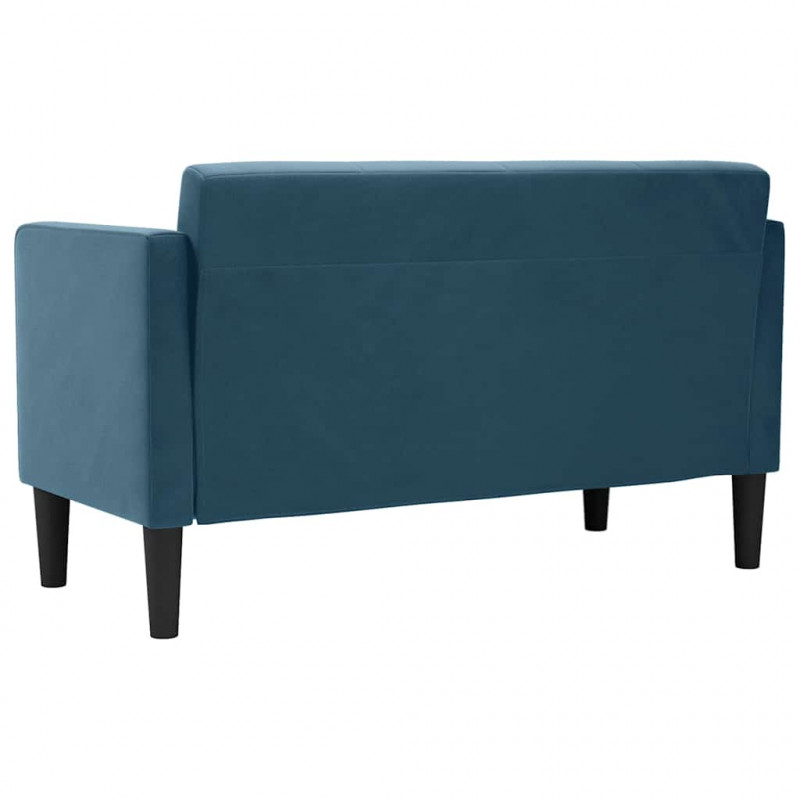 Sofa dwuosobowa niebieska 111 cm aksamitna
