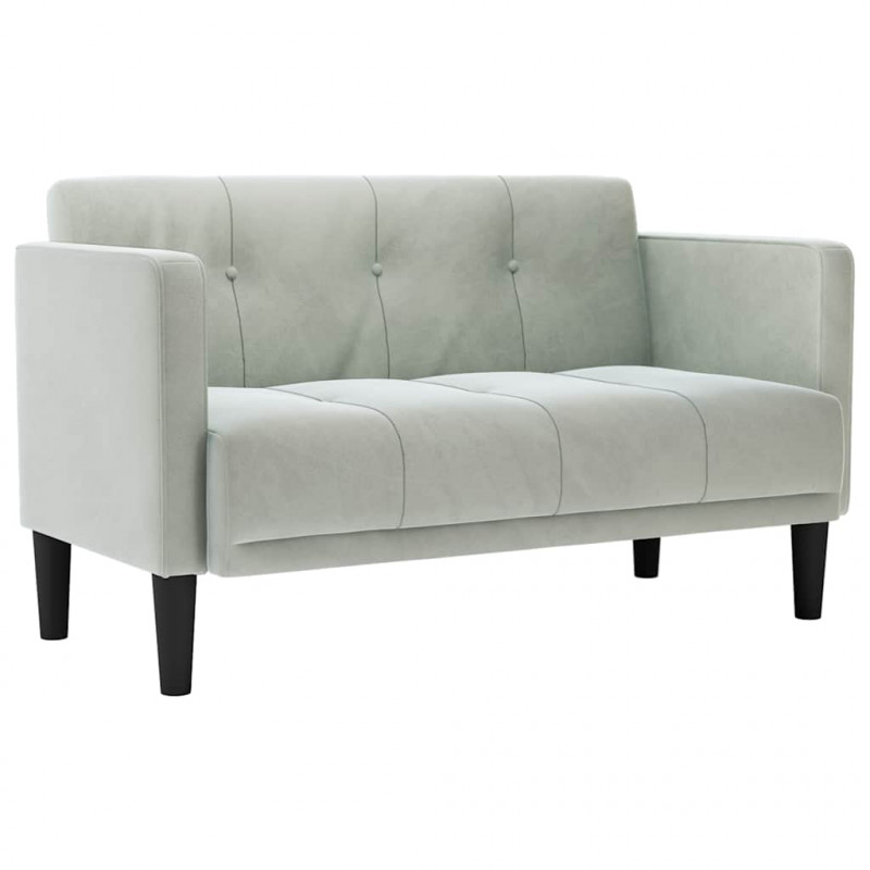 Sofa dwuosobowa Jasnoszara 111 cm Aksamit