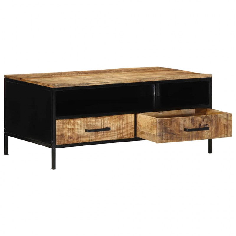 Stolik kawowy Brązowy 90 x 50 x 40 cm Lite drewno mango i metal