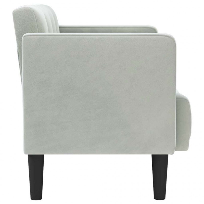 Sofa dwuosobowa Jasnoszara 111 cm Aksamit
