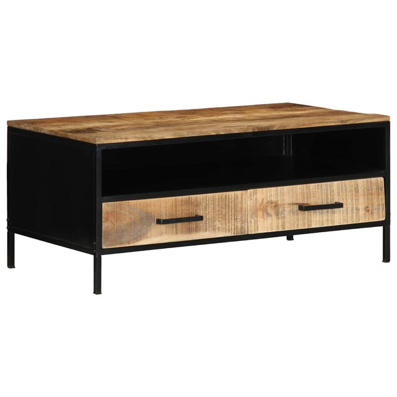 Stolik kawowy Brązowy 90 x 50 x 40 cm Lite drewno mango i metal