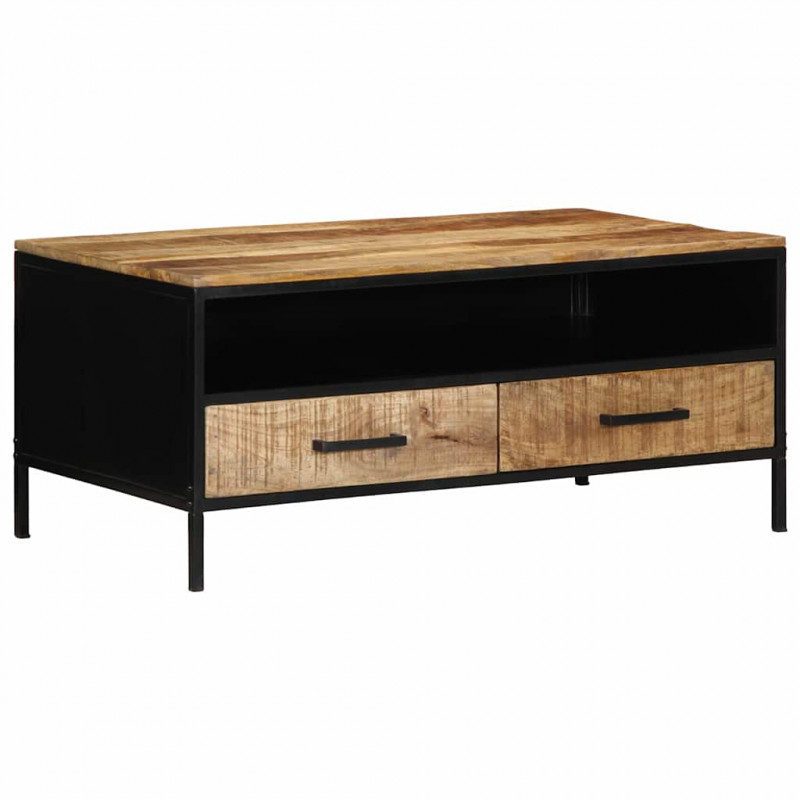 Stolik kawowy Brązowy 90 x 50 x 40 cm Lite drewno mango i metal