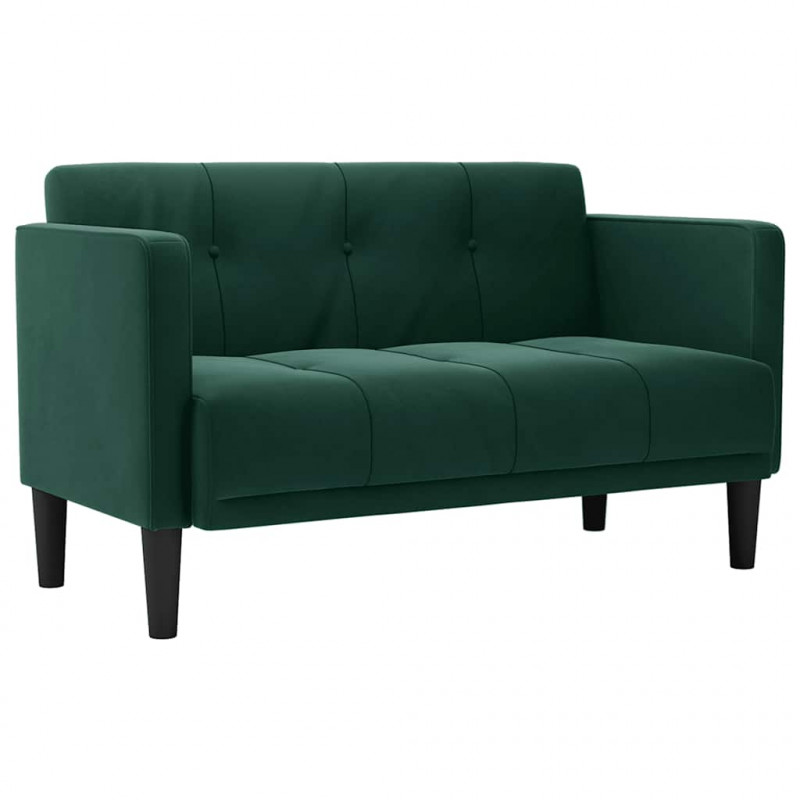 Sofa dwuosobowa Ciemnozielona 111 cm Aksamit