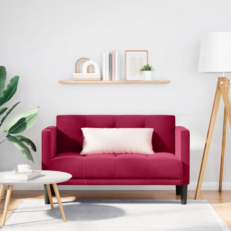 Sofa dwuosobowa wino czerwone 111 cm aksamit