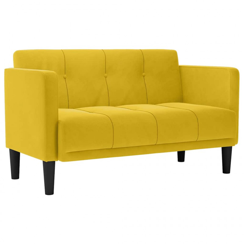 Sofa dwuosobowa żółta 111 cm aksamitna