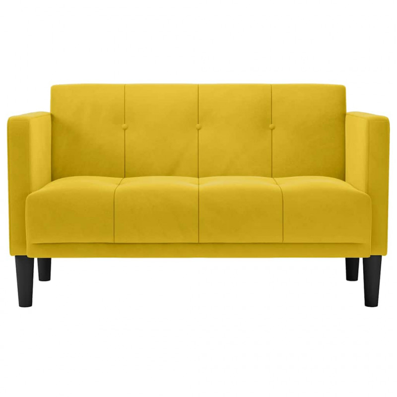 Sofa dwuosobowa żółta 111 cm aksamitna