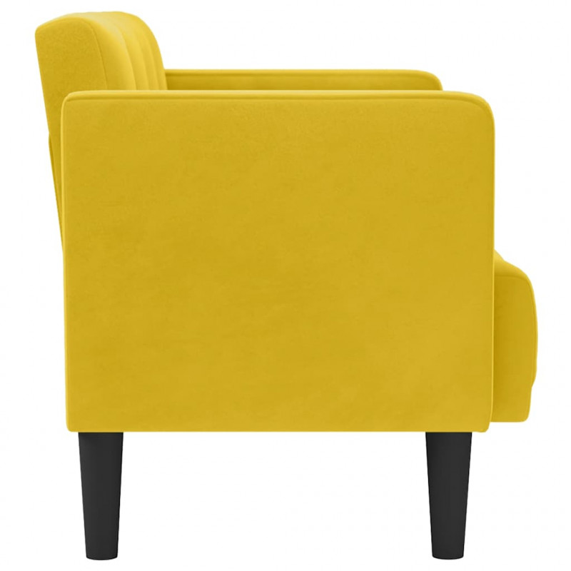 Sofa dwuosobowa żółta 111 cm aksamitna