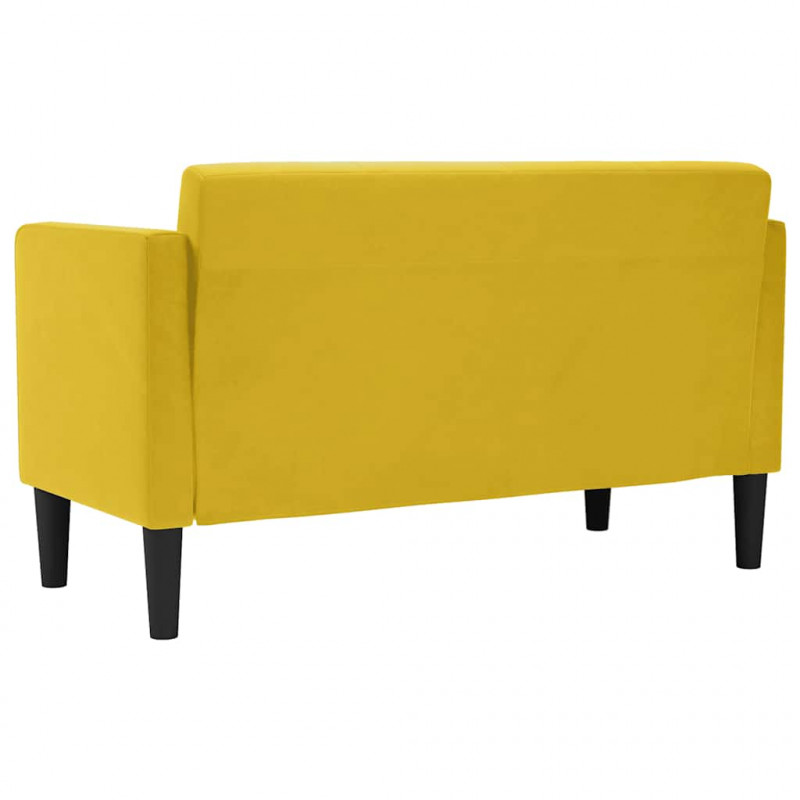 Sofa dwuosobowa żółta 111 cm aksamitna