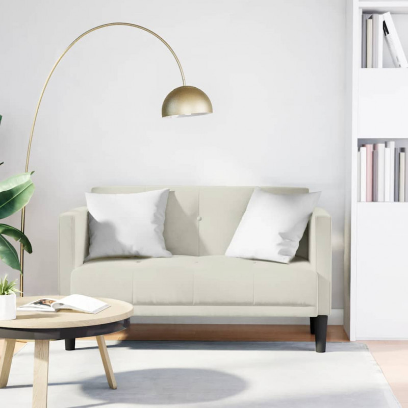 Sofa dwuosobowa kremowa 111 cm aksamitna