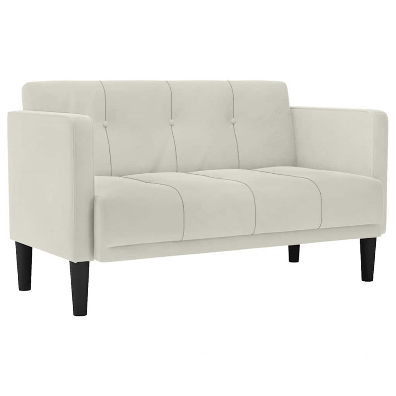 Sofa dwuosobowa kremowa 111 cm aksamitna