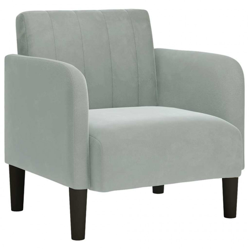 Sofa Fotel z Podłokietnikami Jasnoszary 54 cm Aksamit