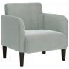 Sofa Fotel z Podłokietnikami Jasnoszary 54 cm Aksamit
