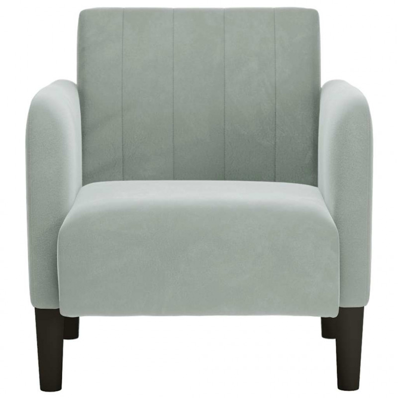 Sofa Fotel z Podłokietnikami Jasnoszary 54 cm Aksamit