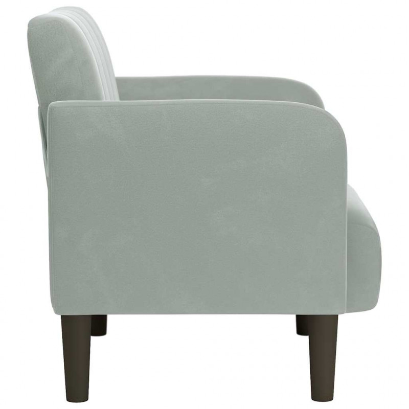 Sofa Fotel z Podłokietnikami Jasnoszary 54 cm Aksamit