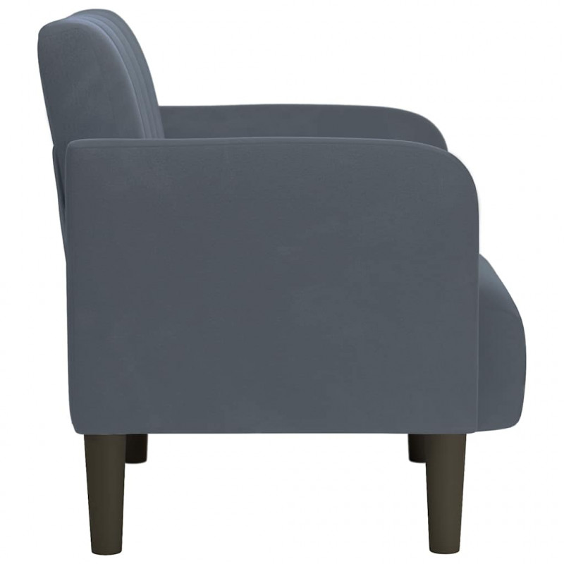 Sofa Fotel z Podłokietnikami Ciemnoszary 54 cm Aksamit