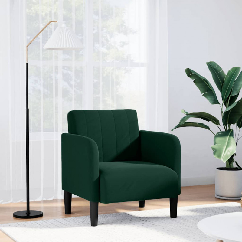 Sofa Fotel z Podłokietnikami Ciemnozielony 54 cm Aksamit