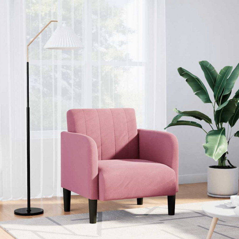 Sofa Fotel z Podłokietnikami Różowy 54 cm Aksamit