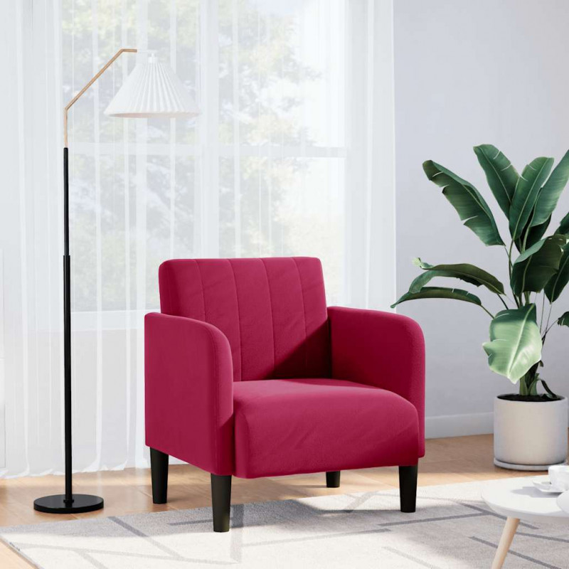 Sofa Fotel z Podłokietnikami Wino Czerwone 54 cm Aksamit