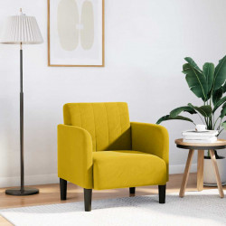 Sofa Fotel z Podłokietnikami Żółty 54 cm Aksamit