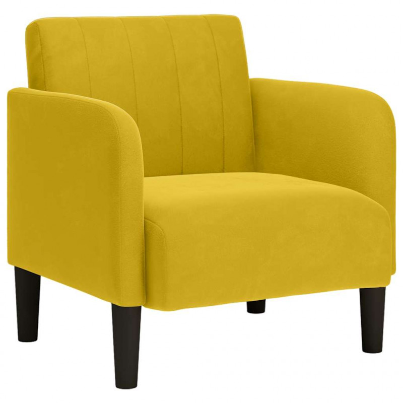 Sofa Fotel z Podłokietnikami Żółty 54 cm Aksamit