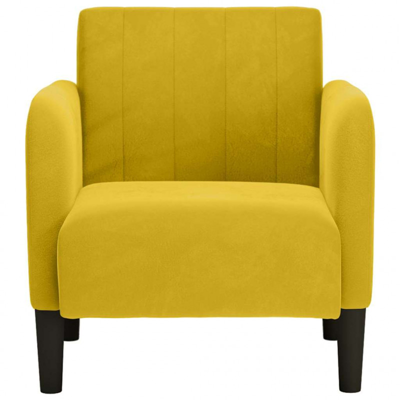 Sofa Fotel z Podłokietnikami Żółty 54 cm Aksamit