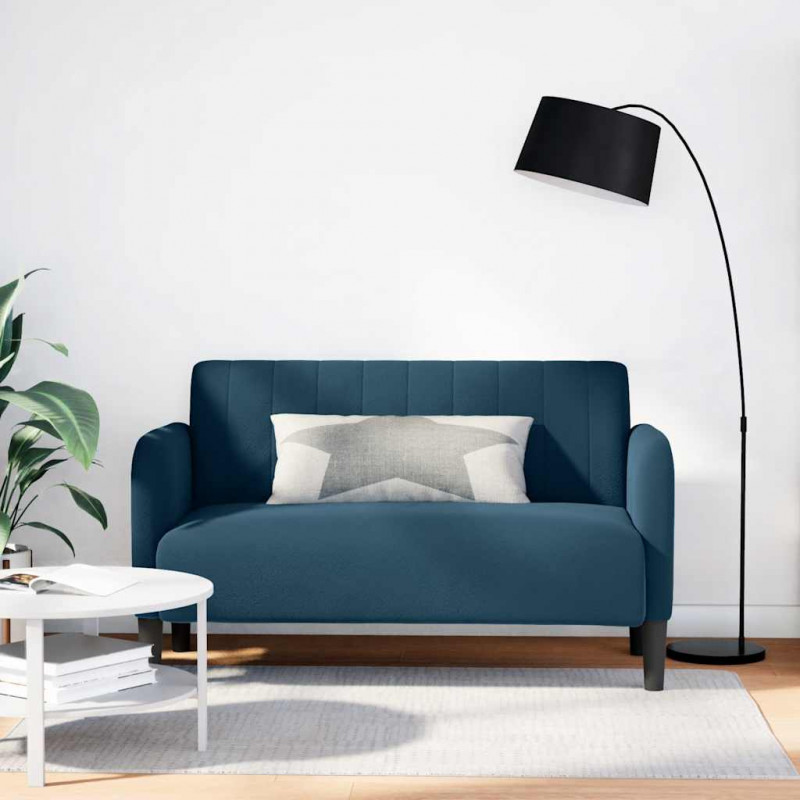 Sofa dwuosobowa niebieska 109 cm aksamitna